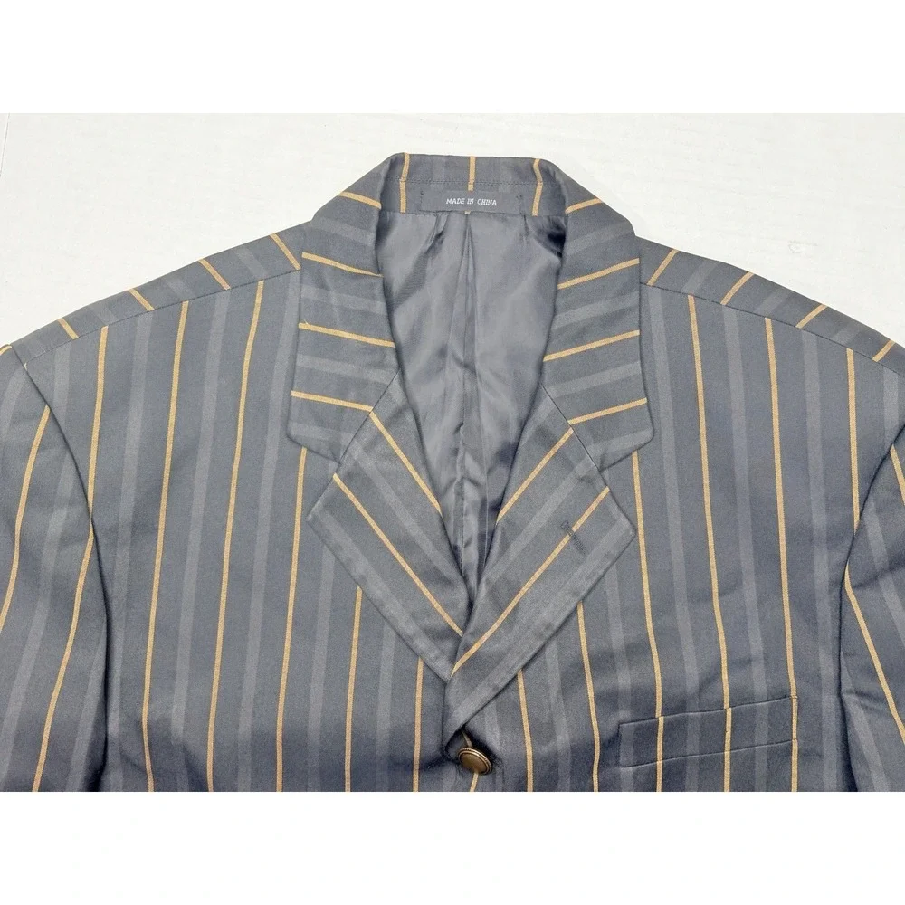 Vittorio St Angelo Men's 46L Zoot Suit 40L Pants Gray Gold Stripe 2-Piece